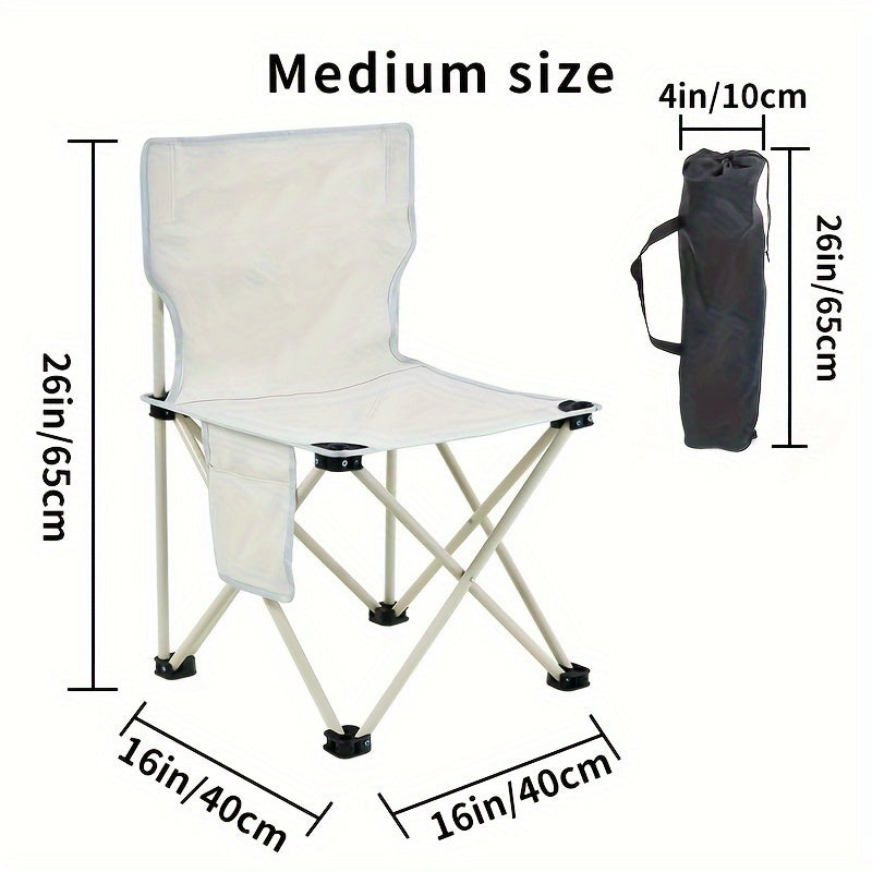Portable Folding Chair for Outdoor Activities with Carry Bag and Side Pocket
