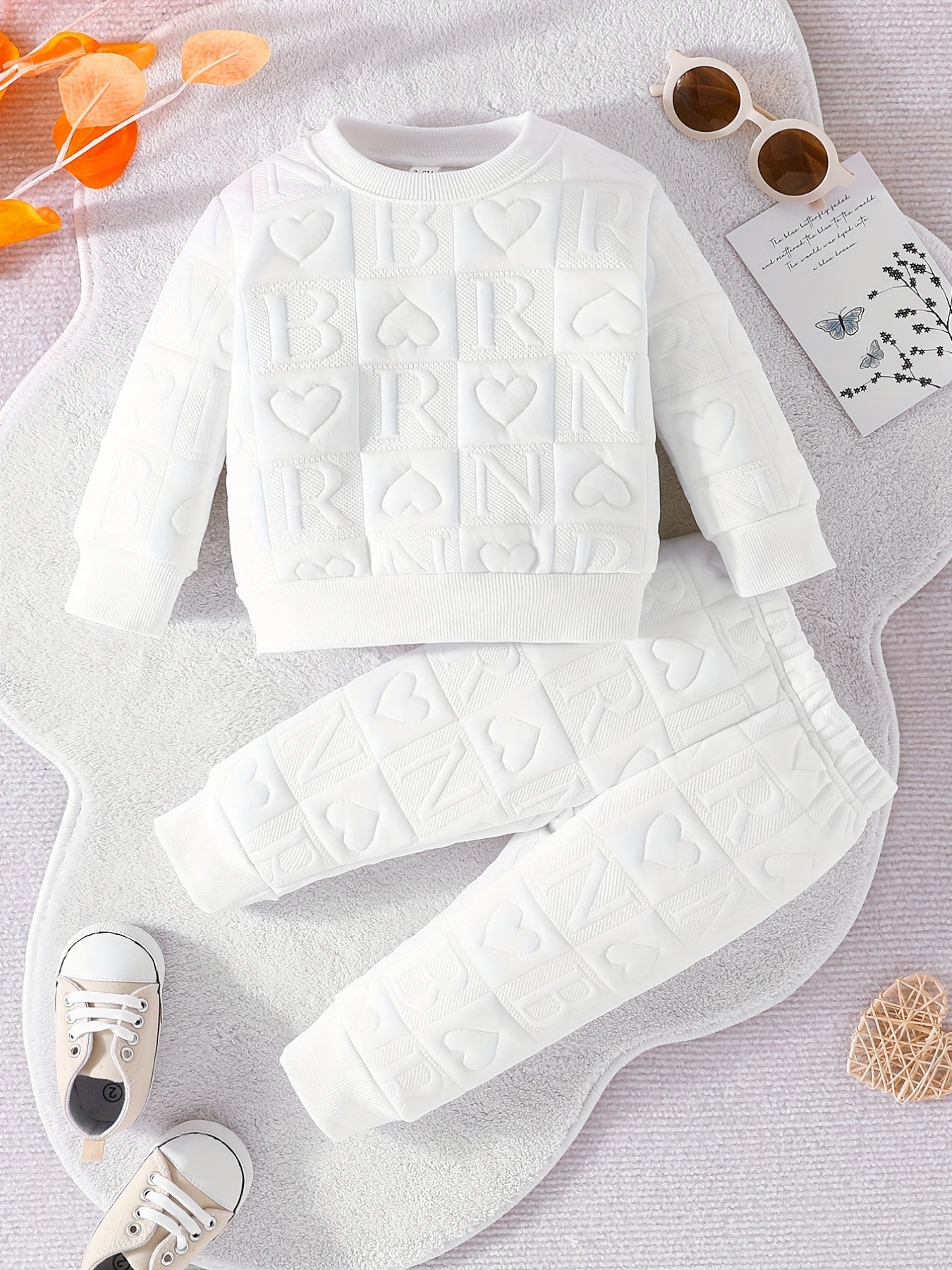 2pcs Baby Girls Letter Long Sleeve Top & Pants Baby Clothes