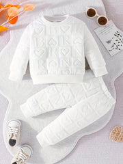 2pcs Baby Girls Letter Long Sleeve Top & Pants Baby Clothes