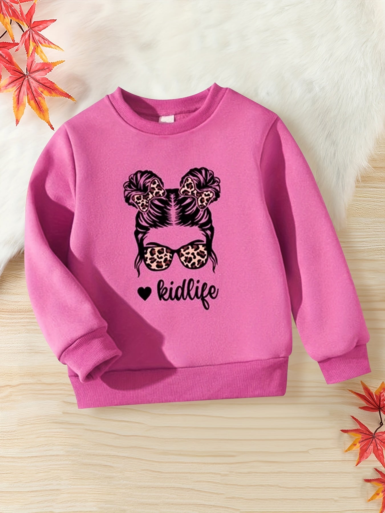 Leopard Portrait Girls Pullover Sweatshirt