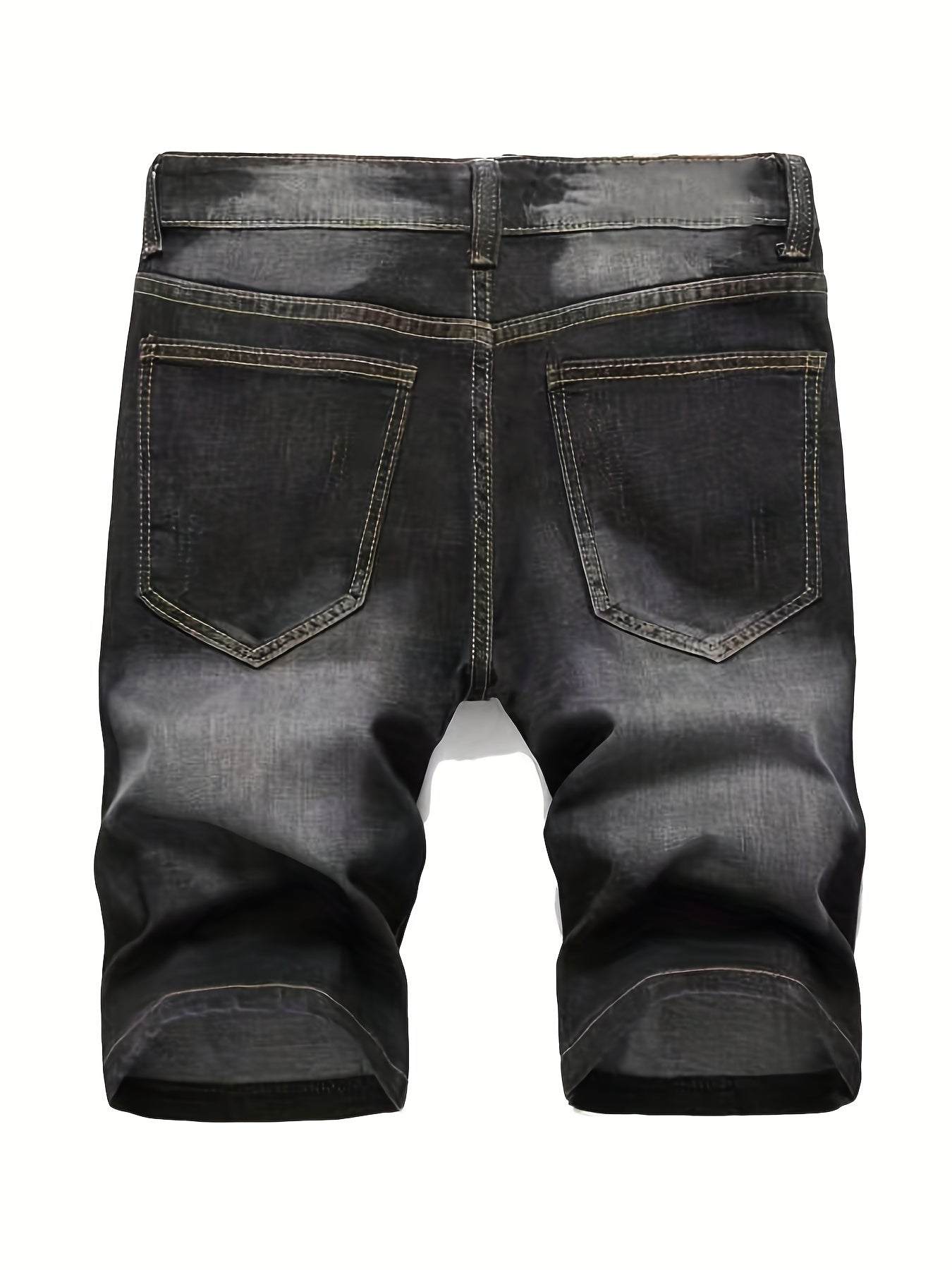 Men's Distressed Denim Shorts Slim Fit Stretch Jeans