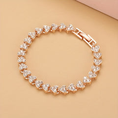Heart Zircon Crystal Bracelet Silvery Rose Golden