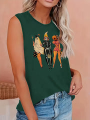 Halloween Tank Top Women's Cartoon Figure Print Vest