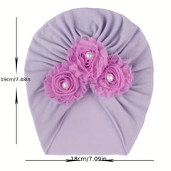 Baby Turban Hat With Flower, 0-3 Years Old
