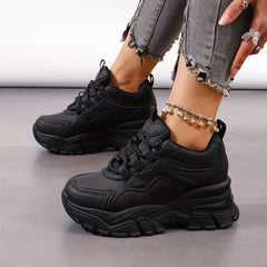 Thick Sole Shock Absorption Sports Sneakers, Inner Heighten Casual Walking Shoes