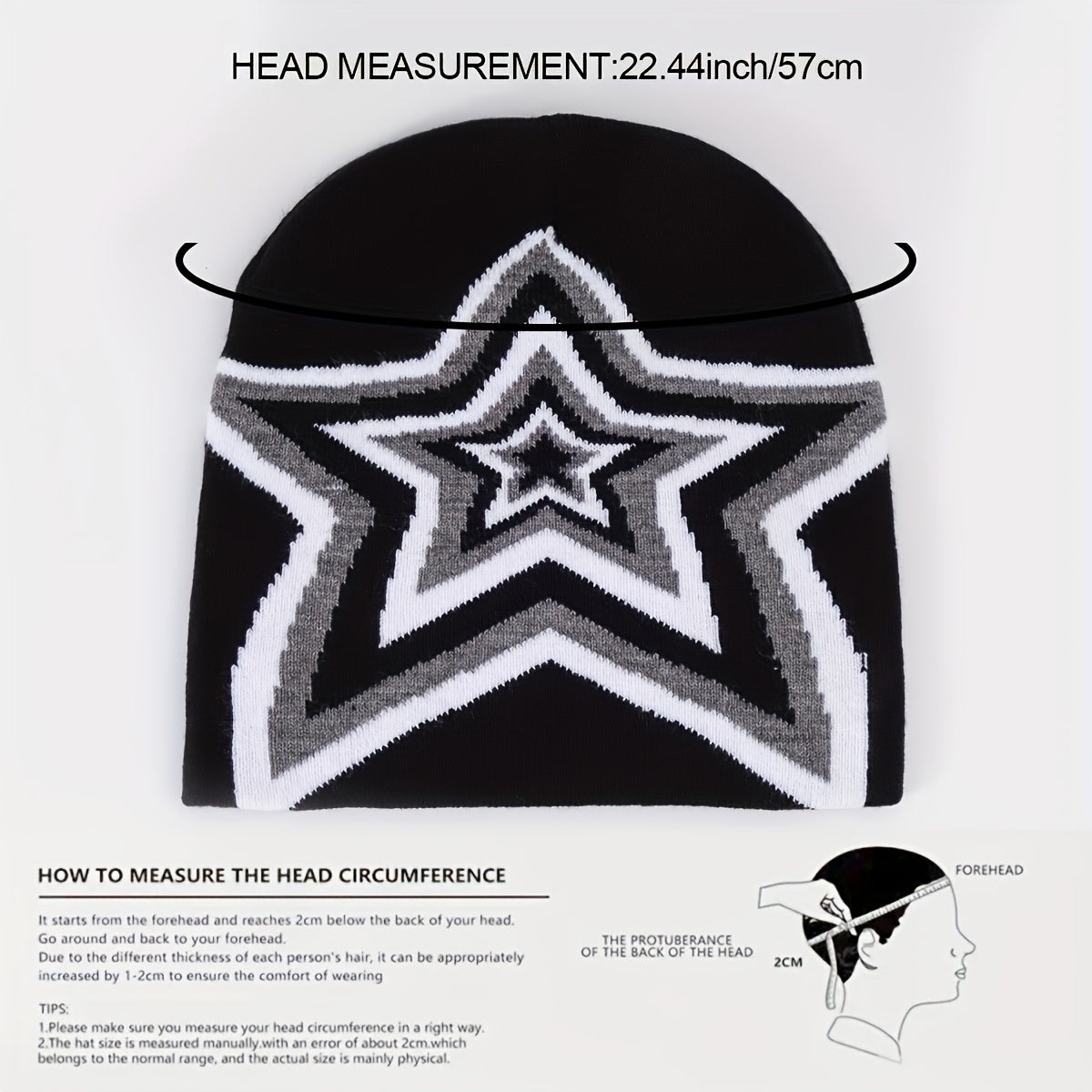 Y2K Candy Star Jacquard Beanie Cap Warm Knit Hat