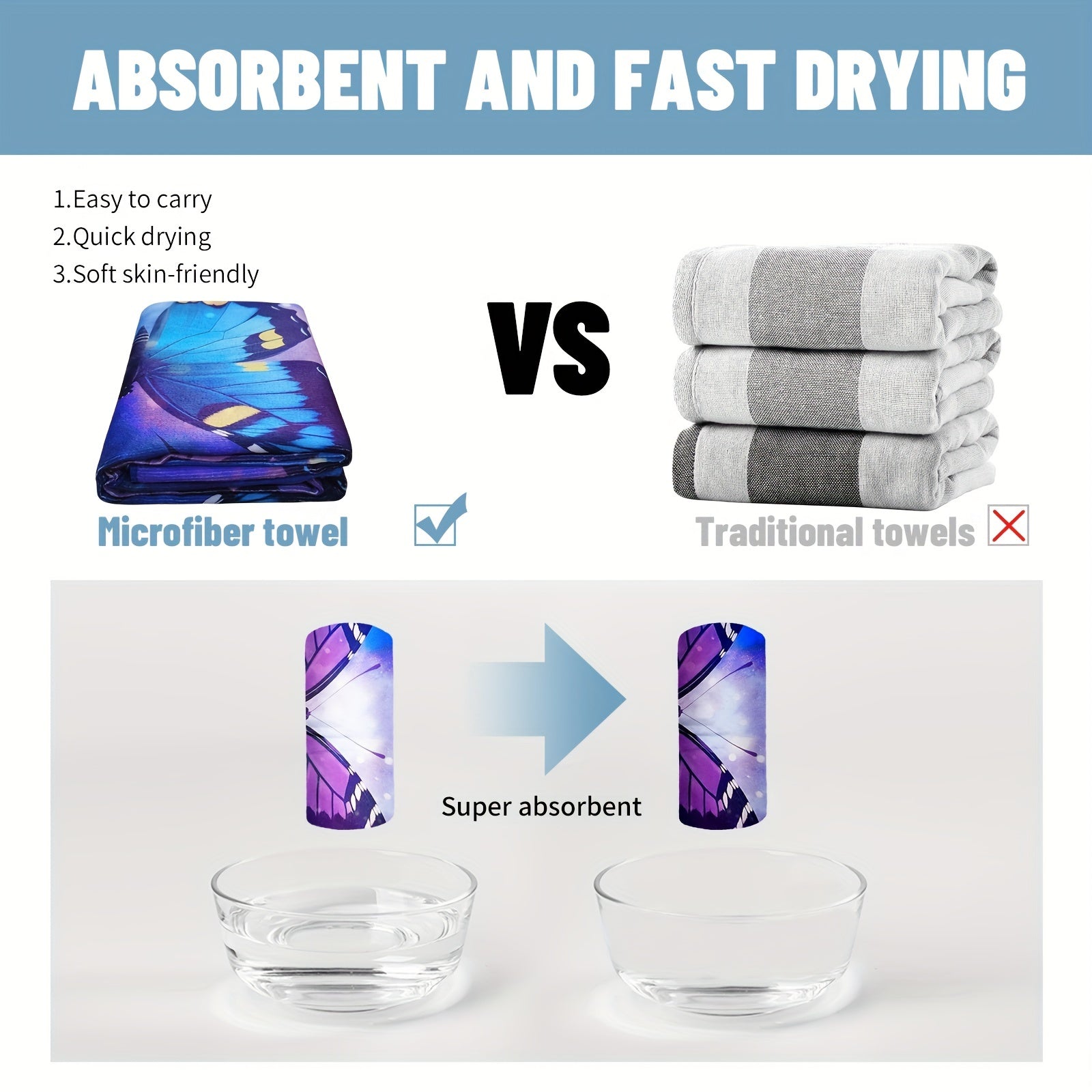 Quick Drying Swim Towel Soft Oversized Blanket 27.5 x 55 Absorbent
