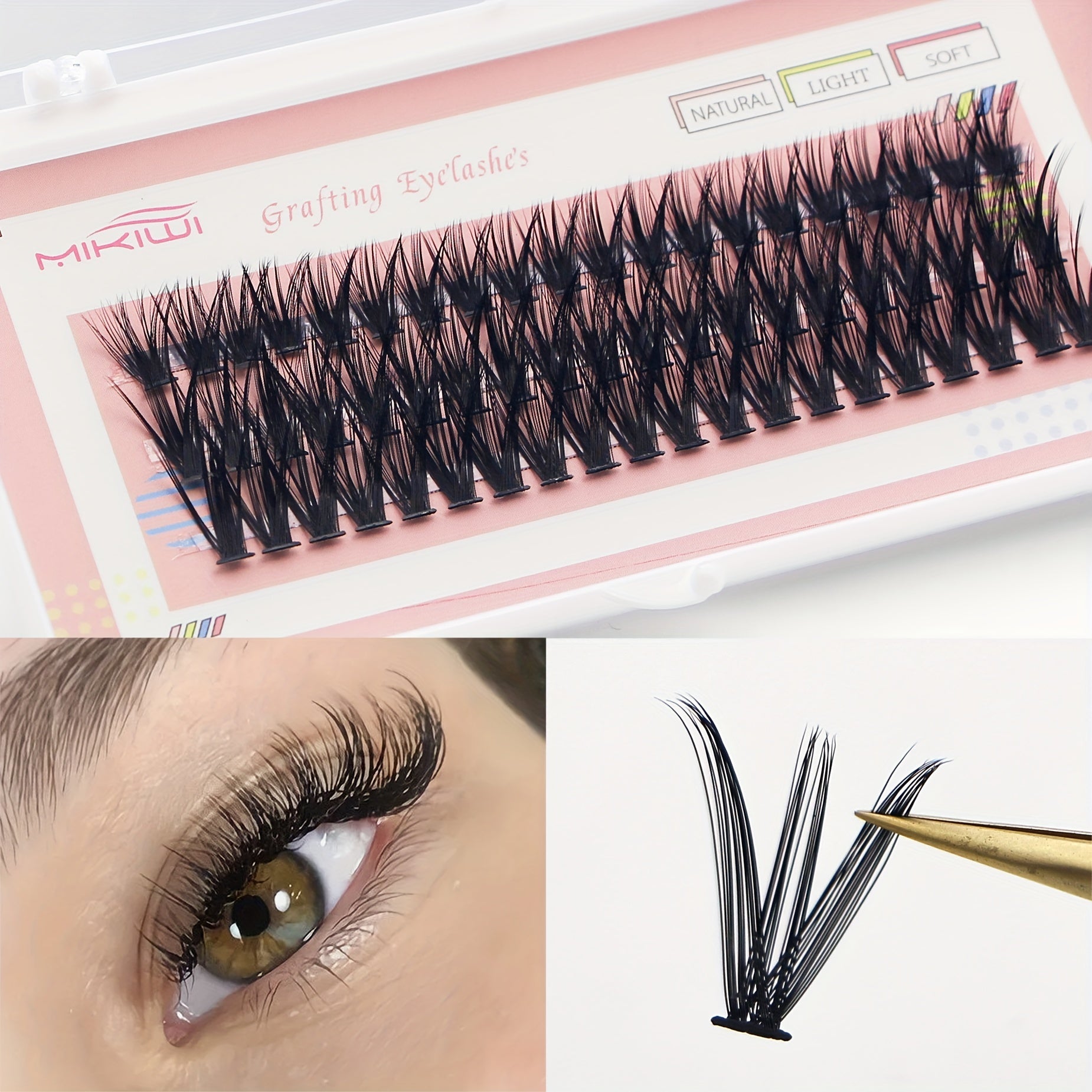 60Pcs Cluster Lashes 0.07D Curl 9-16mm Mix DIY Eyelash Extension Volume Natural