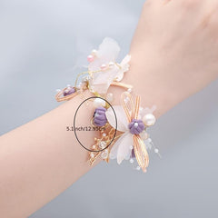 Wedding Wrist Corsages Bridal Fabric Hand Flowers