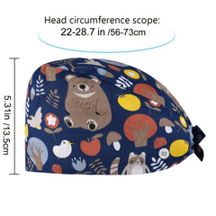 Adjustable Button Sweatband Working Cap Unisex Bouffant Hat