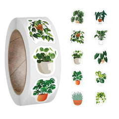 500pcs Green Plant Stickers Roll for Laptop Water Bottles Phone