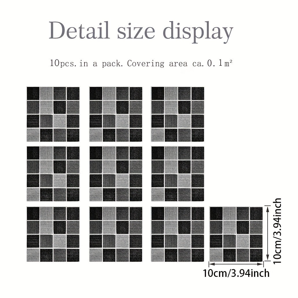 10 Pcs Mosaic Tile Sticker PVC Wallpaper Kitchen Bathroom Decoration
