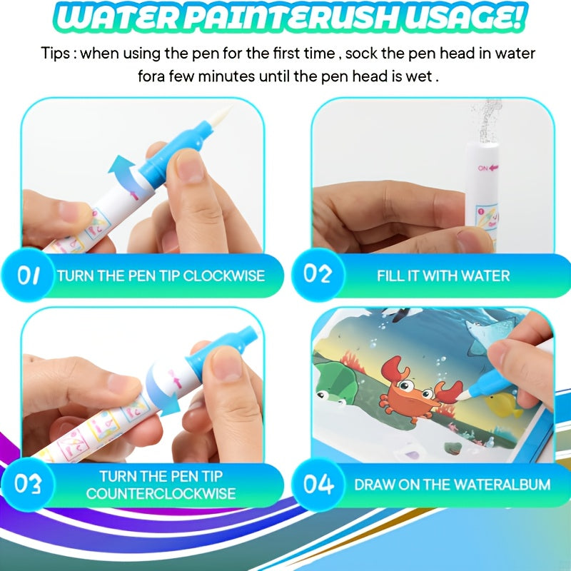 2pcs Reusable Kids' Watercolor Books Colorful Educational Toy