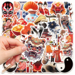 50pcs Waterproof Vinyl Stickers, Chinese Style, Perfect for Adults