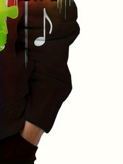 Earphone And Music Note Print Boy's Hoodie Kids Casual Long Sleeve
