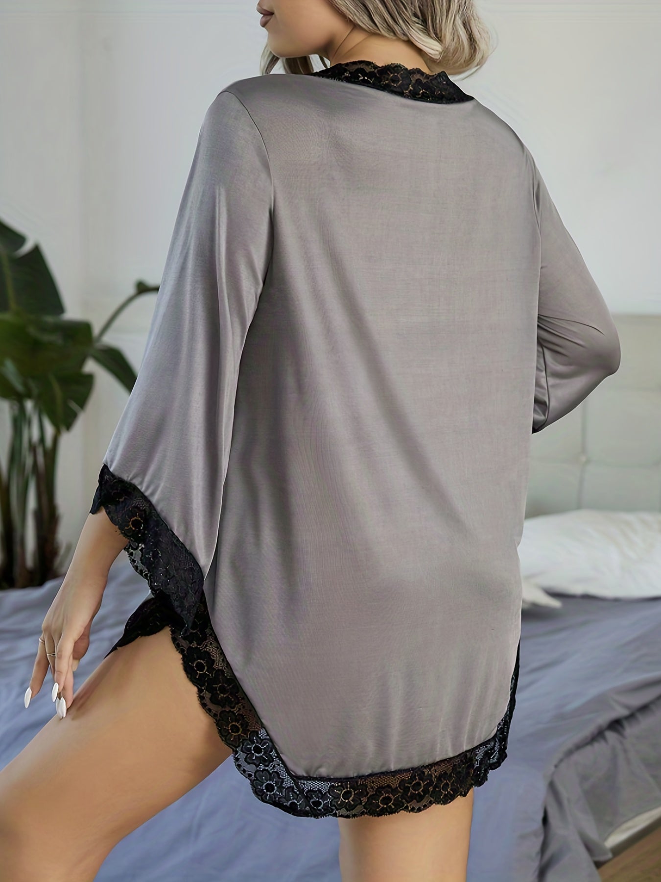Plus Size Sexy Nightgown Long Sleeve Loungewear Robe
