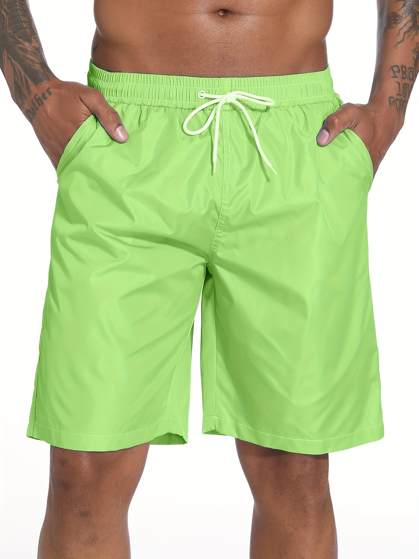 Quick Dry Drawstring Men's Swim Trunks Solid Board Shorts Men's Swimwear