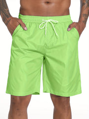 Quick Dry Drawstring Men's Swim Trunks Solid Board Shorts Men's Swimwear