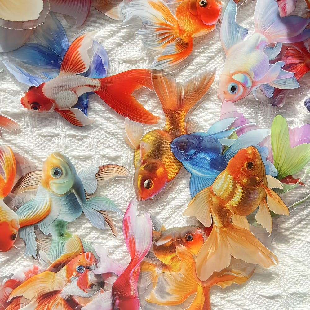 50pcs Colorful Koi Fish Stickers Self Adhesive Decals for Laptop & Skate