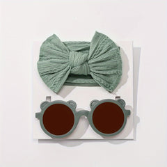 2pcs Set Newborn Baby Headband and Sunglasses Hair Accessories