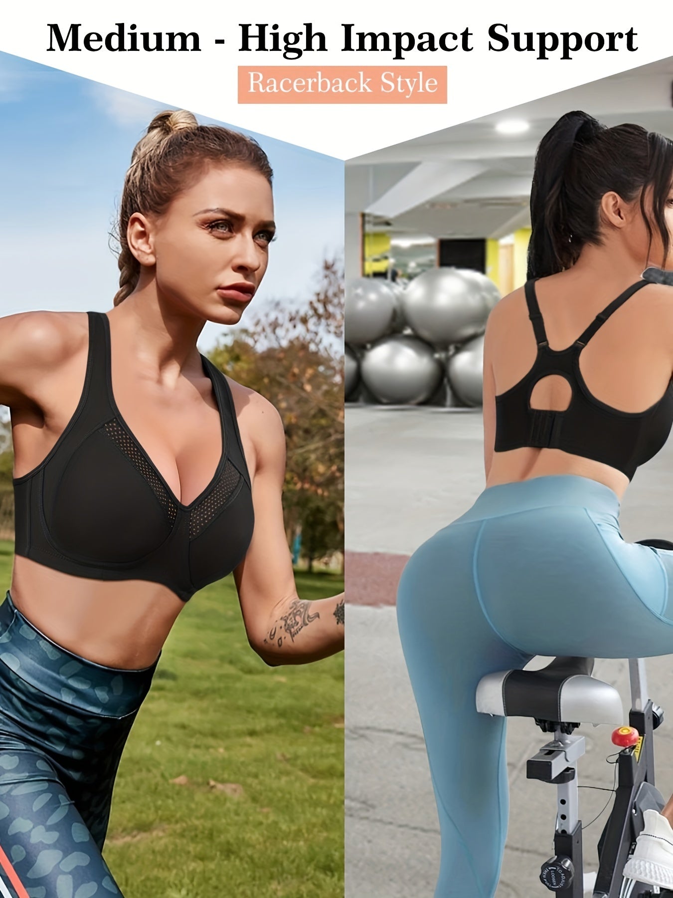 High Impact Sports Bra for Women Racerback Fitness Gym Bra