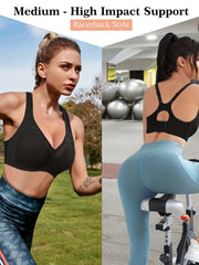High Impact Sports Bra for Women Racerback Fitness Gym Bra