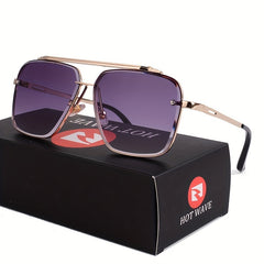 Classic Gradient Lens Men's Square Frame Sunglasses UV Protection