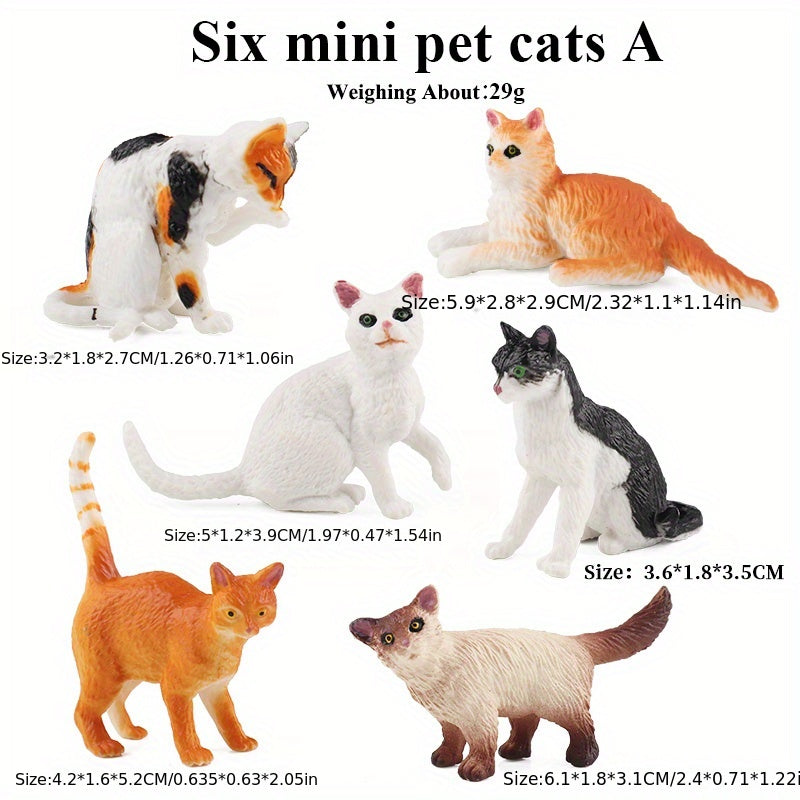 Realistic Grey & Orange Cat Figurine Set - Educational Gift For Kids
