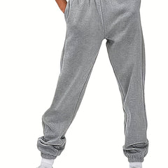 Solid Elastic Waist Jogger Pants Women's Clothing