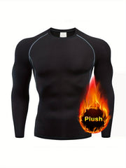 Men's Plush Insulation Undershirt for Winter Sports Training
