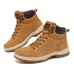 XJIAN Men's High Top Hiking Boots Durable Non Slip PU Leather Boot