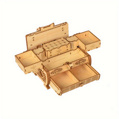 Rustic 3D Stereo Jigsaw DIY Basswood Music Box Antique Style Mechanical Assembly
