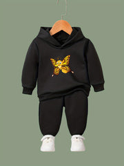 OERYUI Butterfly Print Hoodies Pants Set for Kids Spring Fall