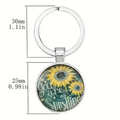 Vintage Sunflower Keychain for Boys - Stylish Bag Accessory