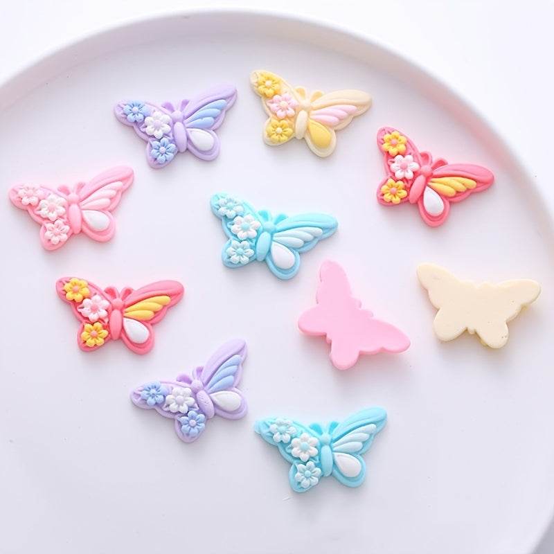 10pcs Butterfly Resin Charms for DIY Jewelry Hair Phone Cases