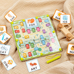 Wooden Magnetic Car Maze Game for Kids, Educational Toy with Magnets