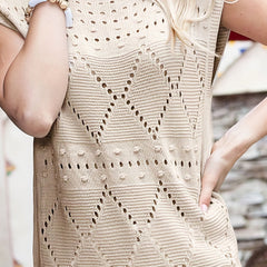 Casual Sweater Women's Hollow Out Cap Sleeve Pullover