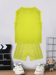 HI Letter Boys Sleeveless Tank Tops&Shorts Set Casual Fitness Vest&Shorts