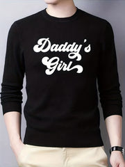 Daddy's Girl Print Knitted Sweater Men's Warm Crew Neck Pullover