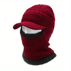 Men's Winter Plus Velvet Knitted Hat Neck Protection Windproof Woolen Warm Hat