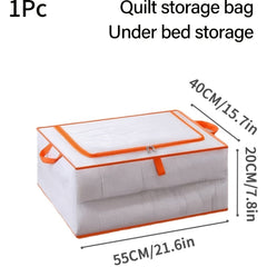 Orange Foldable Clothes Storage Box Sturdy Handles Large Moving Bag