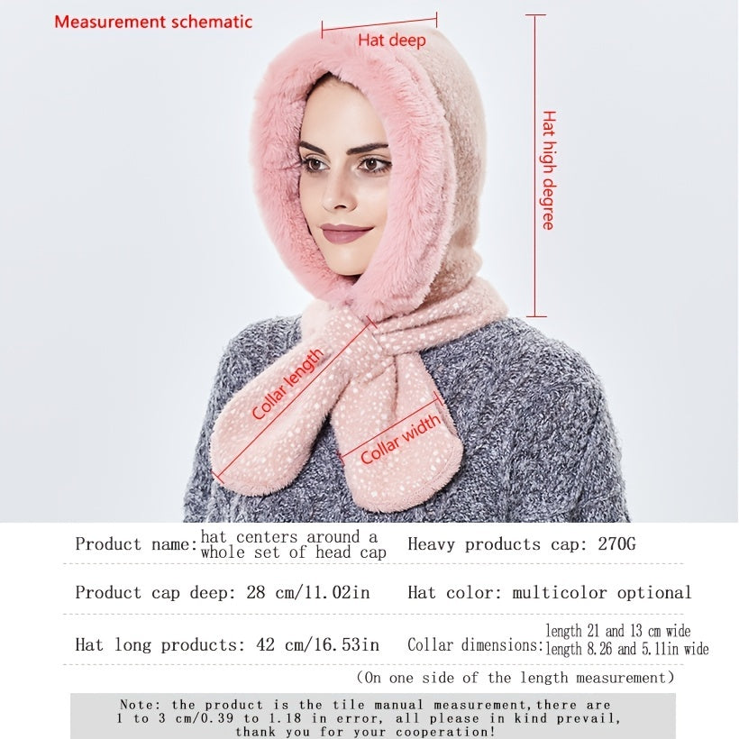 Plush Neck Warmer Snood Cap Hoodie Scarf Windproof Gift For Her