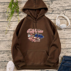 Car & Coconut Tree Casual Shirt Loose Drawstring Hoodies