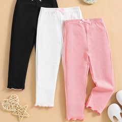 Baby Girls Solid Pants Thin Casual Leggings 3pcs