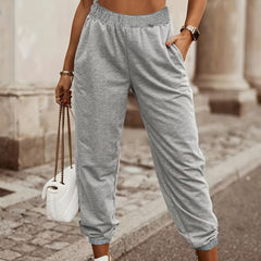 Women's Plus Size Solid Elastic High Rise Jogger With Pockets