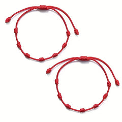 Classic 7 Knots Red Braided Rope Bracelet for Men Women Children