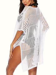 Sexy Cover Up Women's Plus Hollow Out Crochet Batwing Sleeve