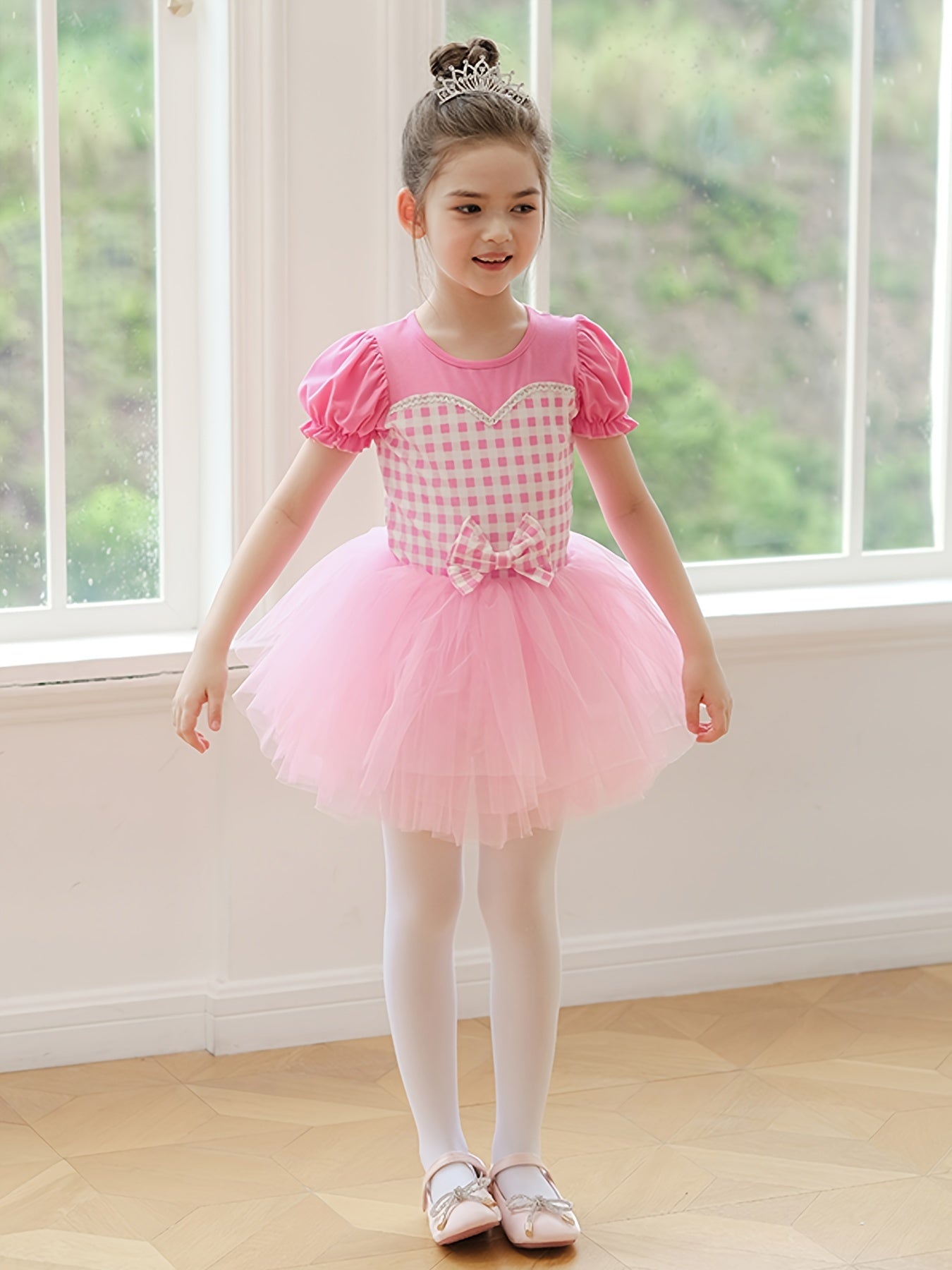 100% Cotton Sweet Plaid Tutu Dress for Dance Gymnastics