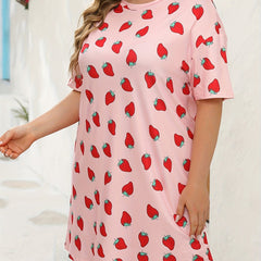 Nightdress Women's Plus Strawberry Print Comfort Nightdress