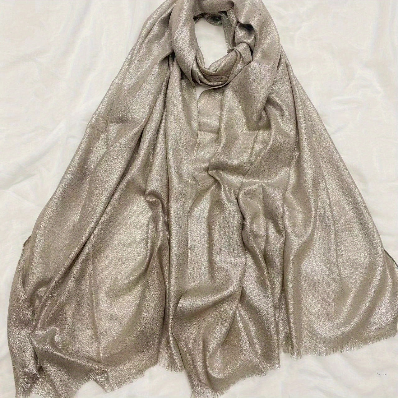 Glitter Scarf Hijab Frayed Edge Shawl Turban Headscarf